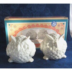 Owlet Owl Salt And Pepper Shakers White Ceramic New In Box